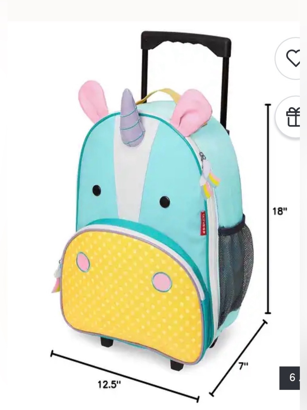 Skip Hop Kids Luggage with Wheels, Zoo, Unicorn - Picture 3 of 4